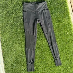 SHAMBHALA size medium workout leggings, black with ankle cuffs, stretch knees